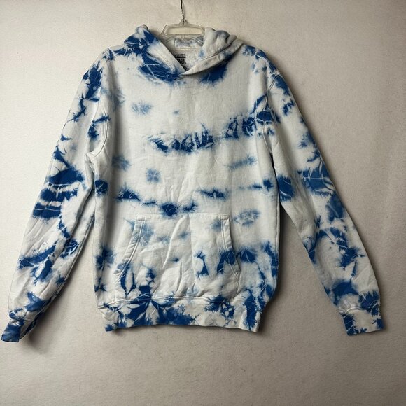 Broken‎ Promises hoodie sz Medium blue white Tie Dye Pullover unisex - Picture 1 of 3